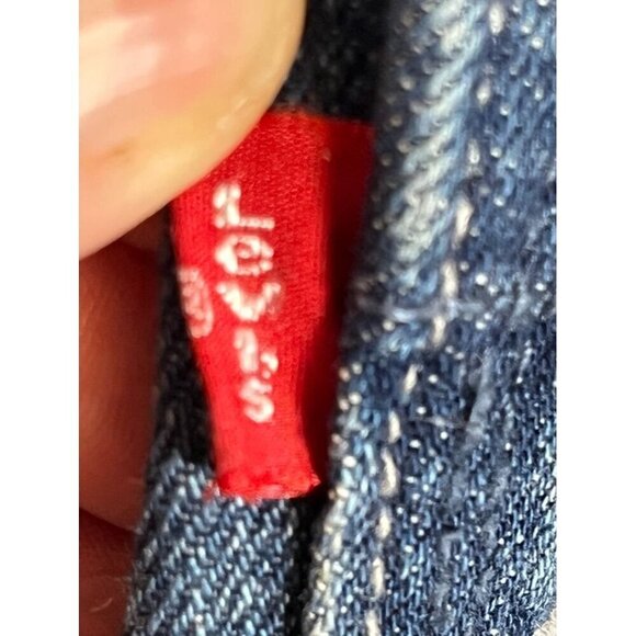 Levis Denim Jean Shorts L Blue Overalls Retro Concert Western Y2K Boho Classic - Picture 12 of 16